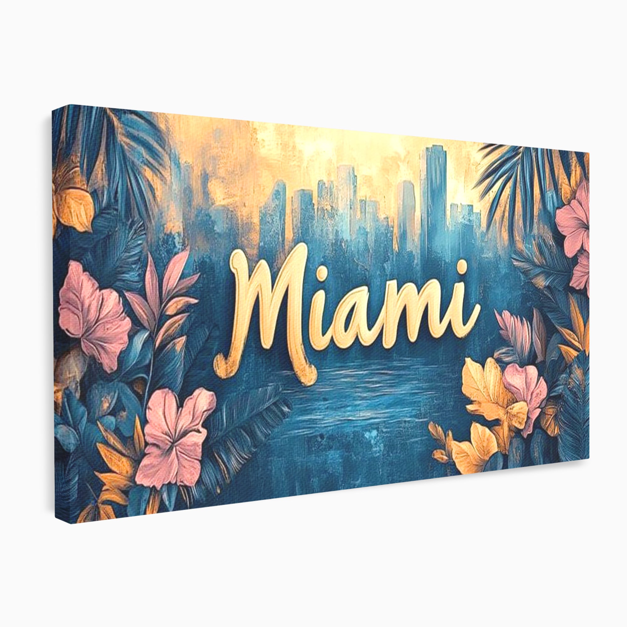 Tablou canvas cu tablou canvas cu peisaj urban miami, fara rama, pe sasiu de lemn